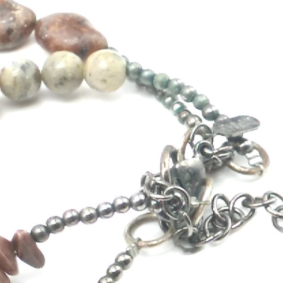 Treska Tribal Double Strand Beaded Necklace Earth Tones Signed - Picture 14 of 16